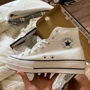 White Canvas Platform Converse